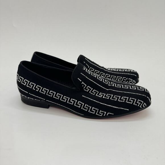 Barabas Men\'s Sz 8 Rhinestone Greek Key Pattern Slip On Loafers Black Silver main image 14